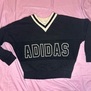 Adidas Black and White V-Neck Women's Sweater